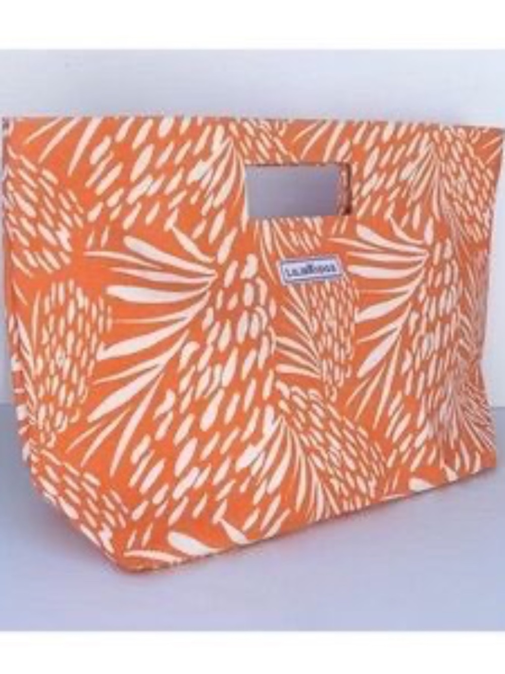 NWT Lilibridge Orange Sea Feather Print Canvas Beach Travel Vacation Tote Bag